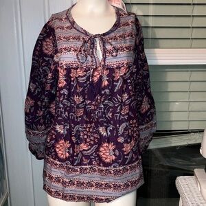 UE Women's Boho Floral Blouse - Purple and Pink